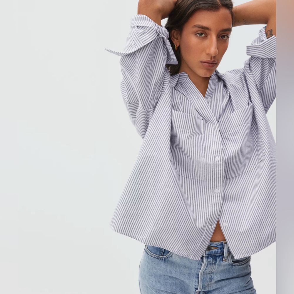 Everlane The Boxy Oxford Button down Cropped Shirt